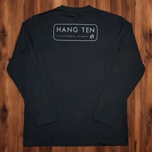 Hang Ten Shirt Mens Large Black Beach‎ Surf Long Sleeve UV Protection UPF 50